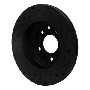 Jaguar XJ8 Brake Rotor (1) - Rear Left - R1 Concepts - Drilled & Slotted - Black - `95-`06